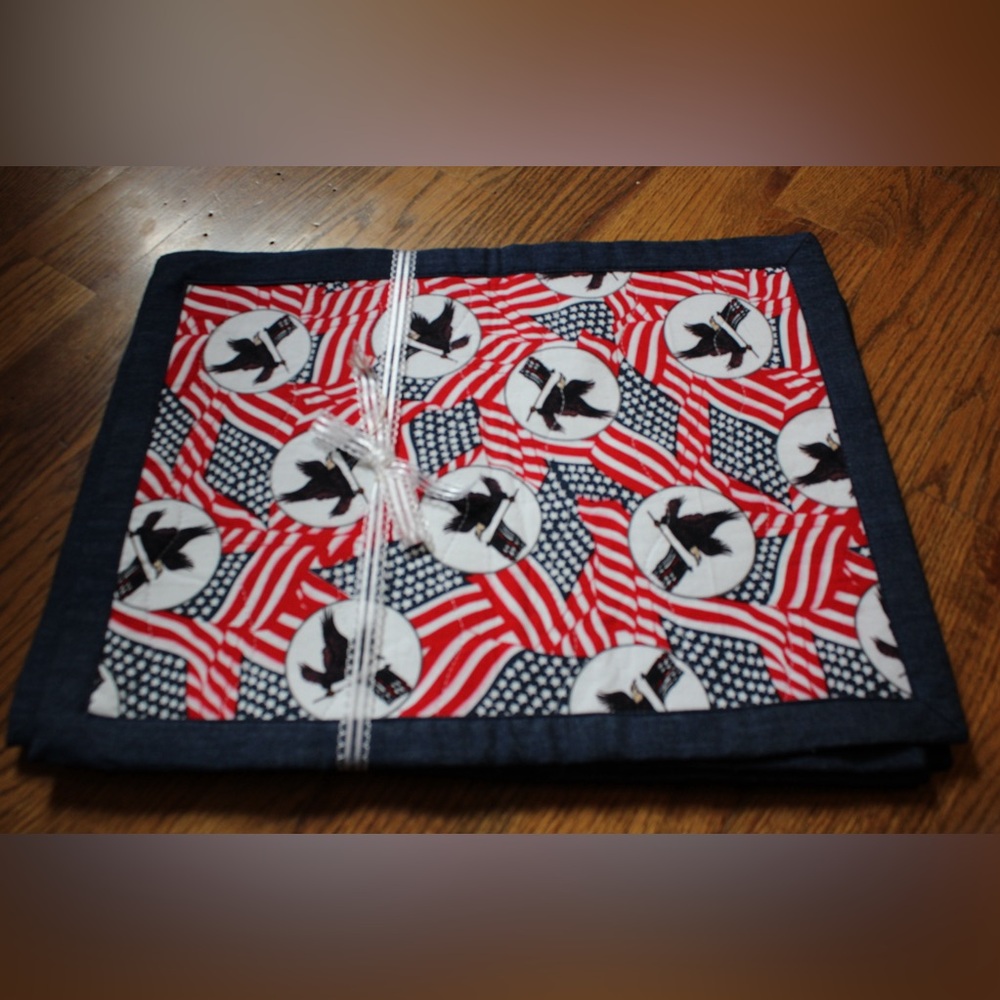 Handmade Quilted Placemats | Patriotic | American Flags & Eagles